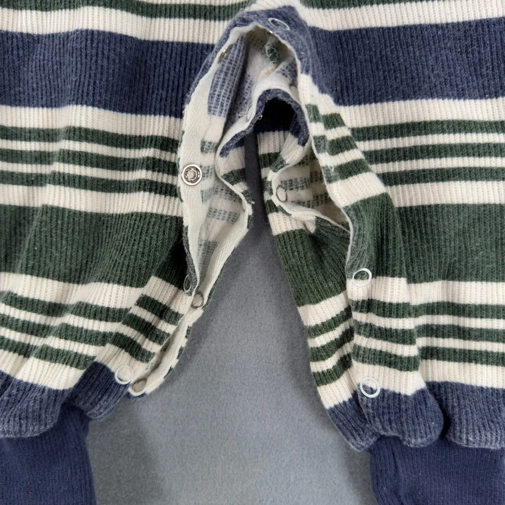 Vintage Gymboree Baby Boys Striped Ribbed Cotton Romper One Piece Small